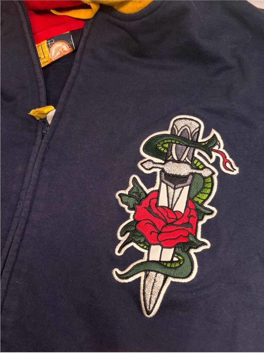 Vintage SOHK School of Hard Knocks Colorblock Zip-Up Hoodie Y2K Streetwear XL - Picture 3 of 11